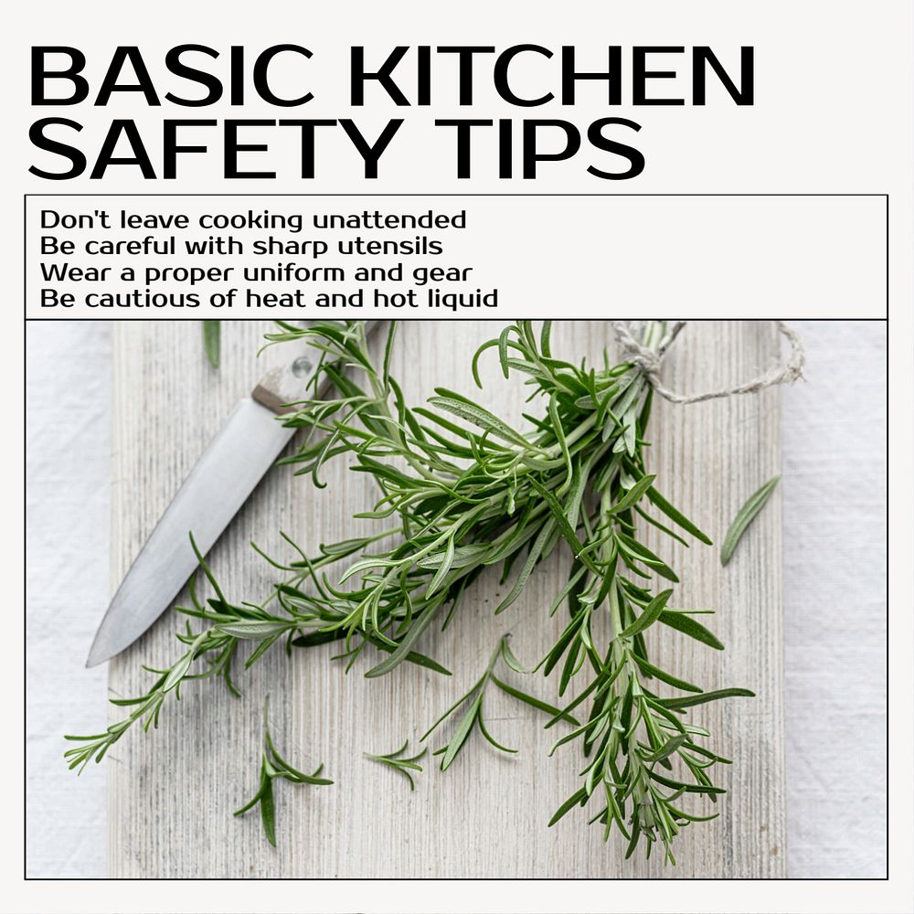 Basic kitchen tips   Instagram post template, editable text