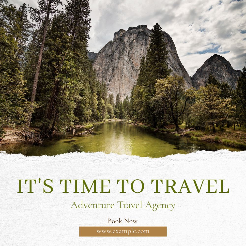 Travel agency Instagram post template, editable text