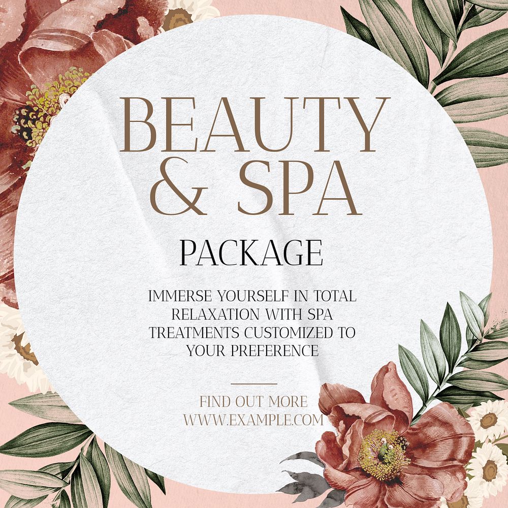 Beauty spa package Instagram post template, editable text