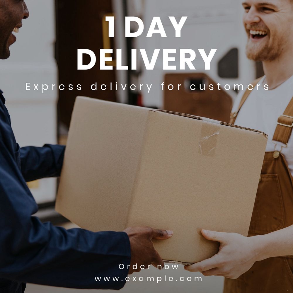 1 day delivery Instagram post template, editable text