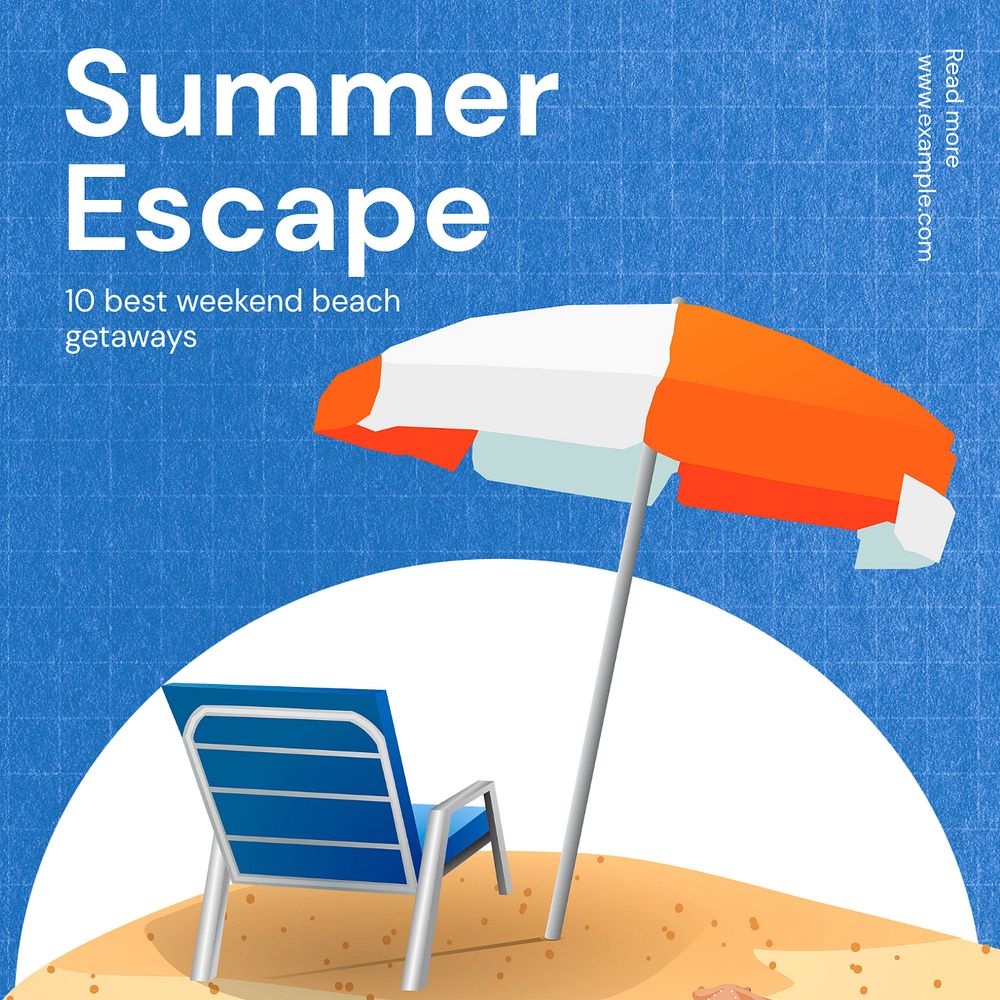 Summer escape  Instagram post template, editable text