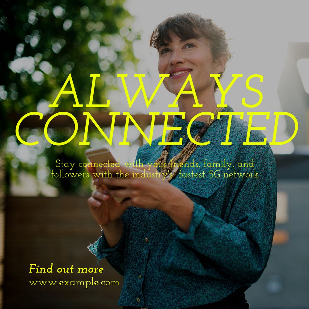 Always connected Instagram post template, editable text