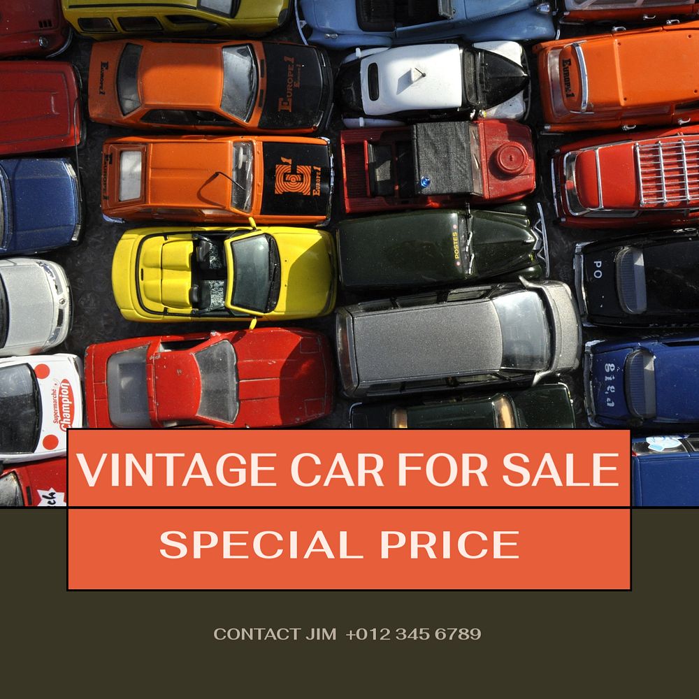 Vintage car sale Instagram post template, editable design