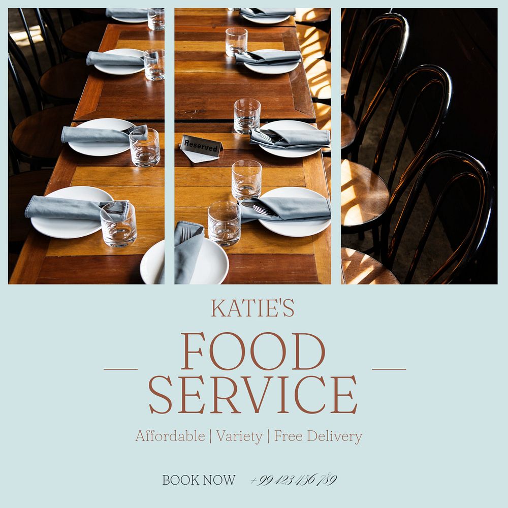 Food service Instagram post template, editable text