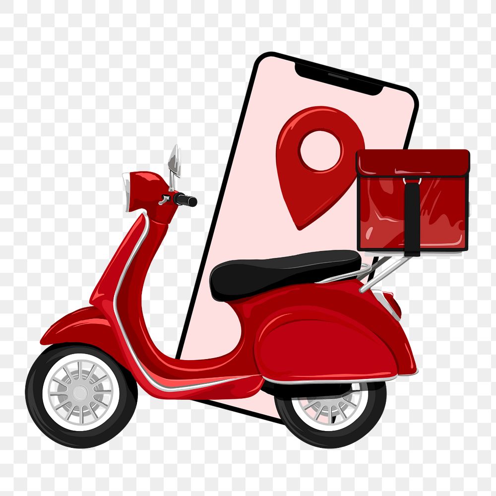 Delivery scooter png element, editable transportation design