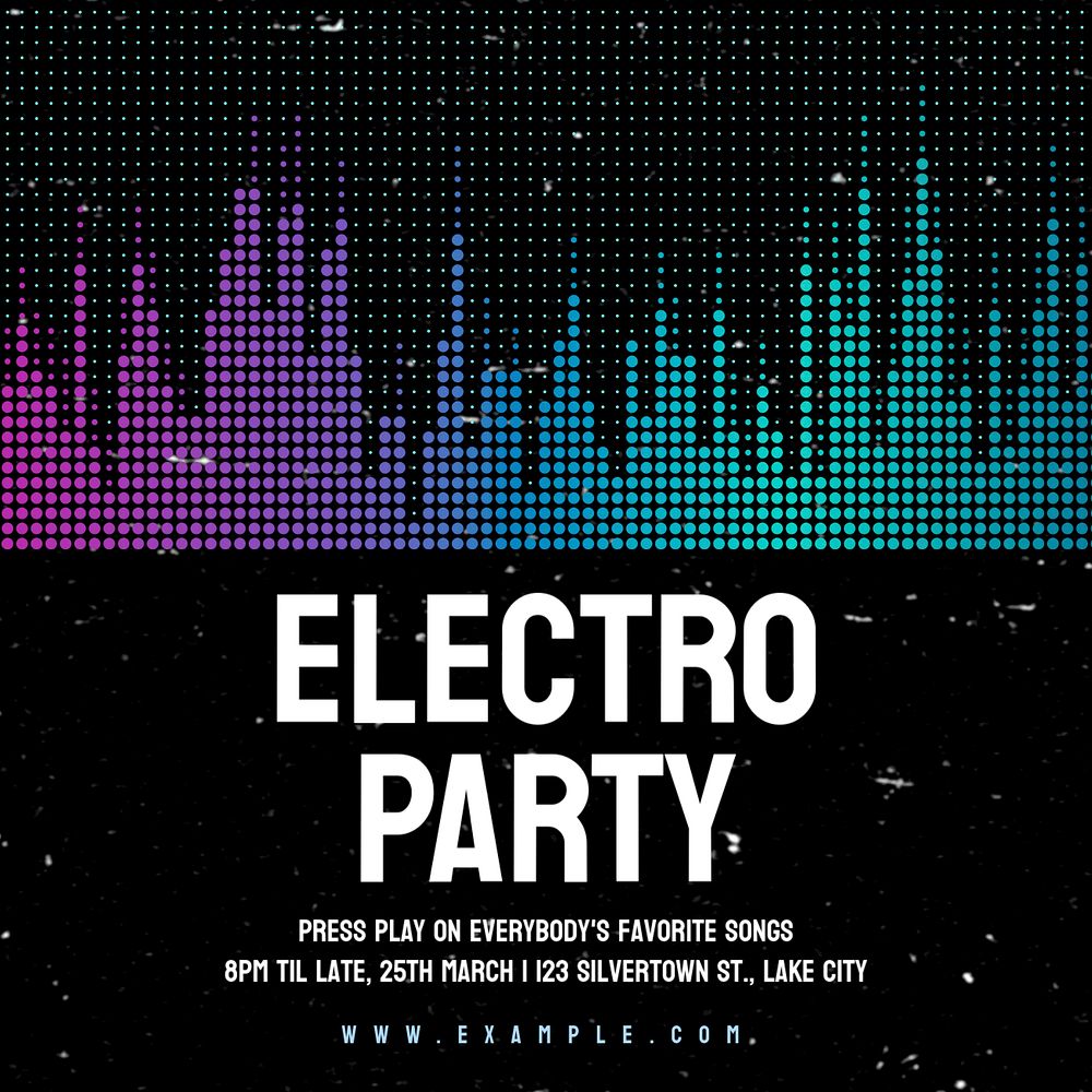 Electro party Instagram post template, editable text