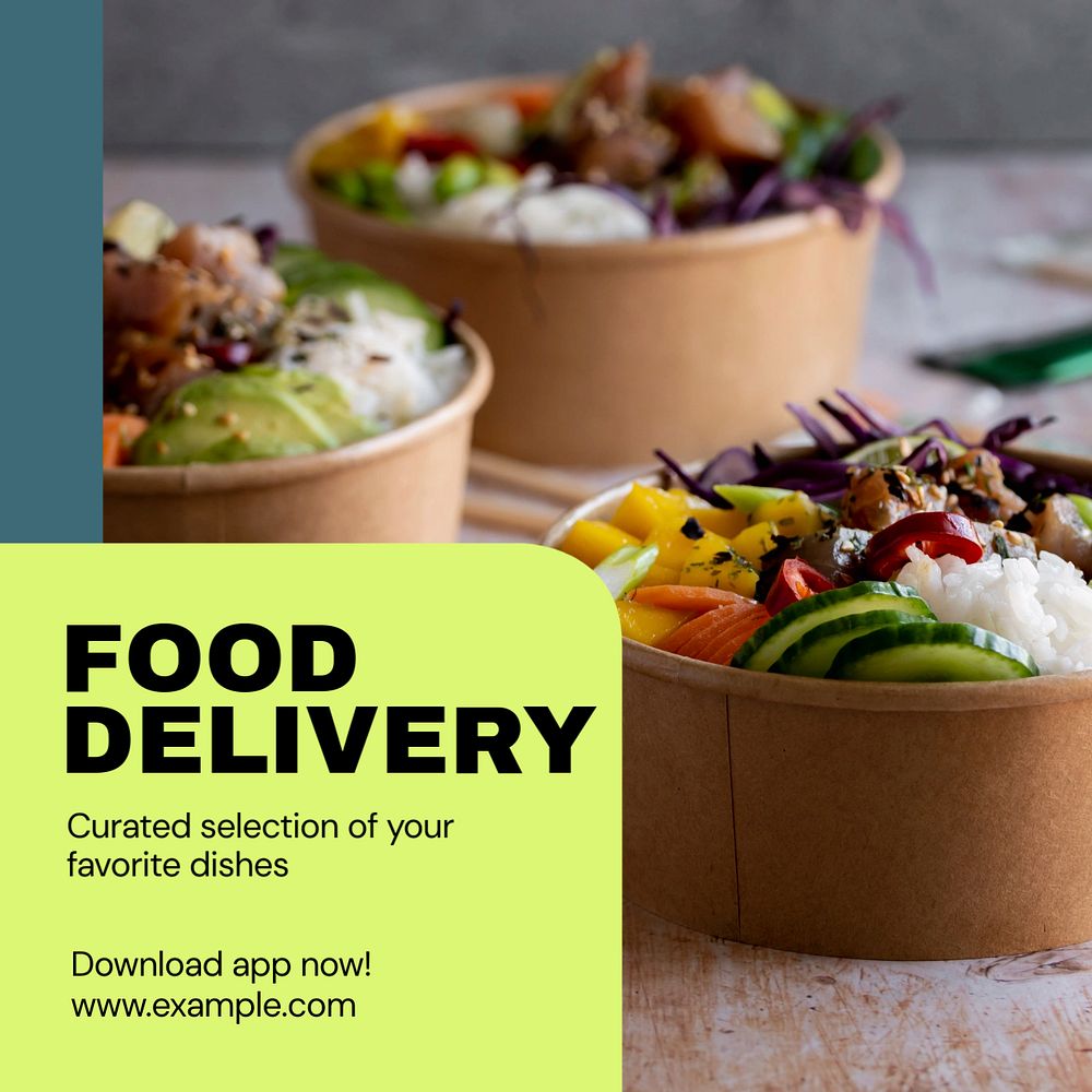 Food delivery  Instagram post template, editable text