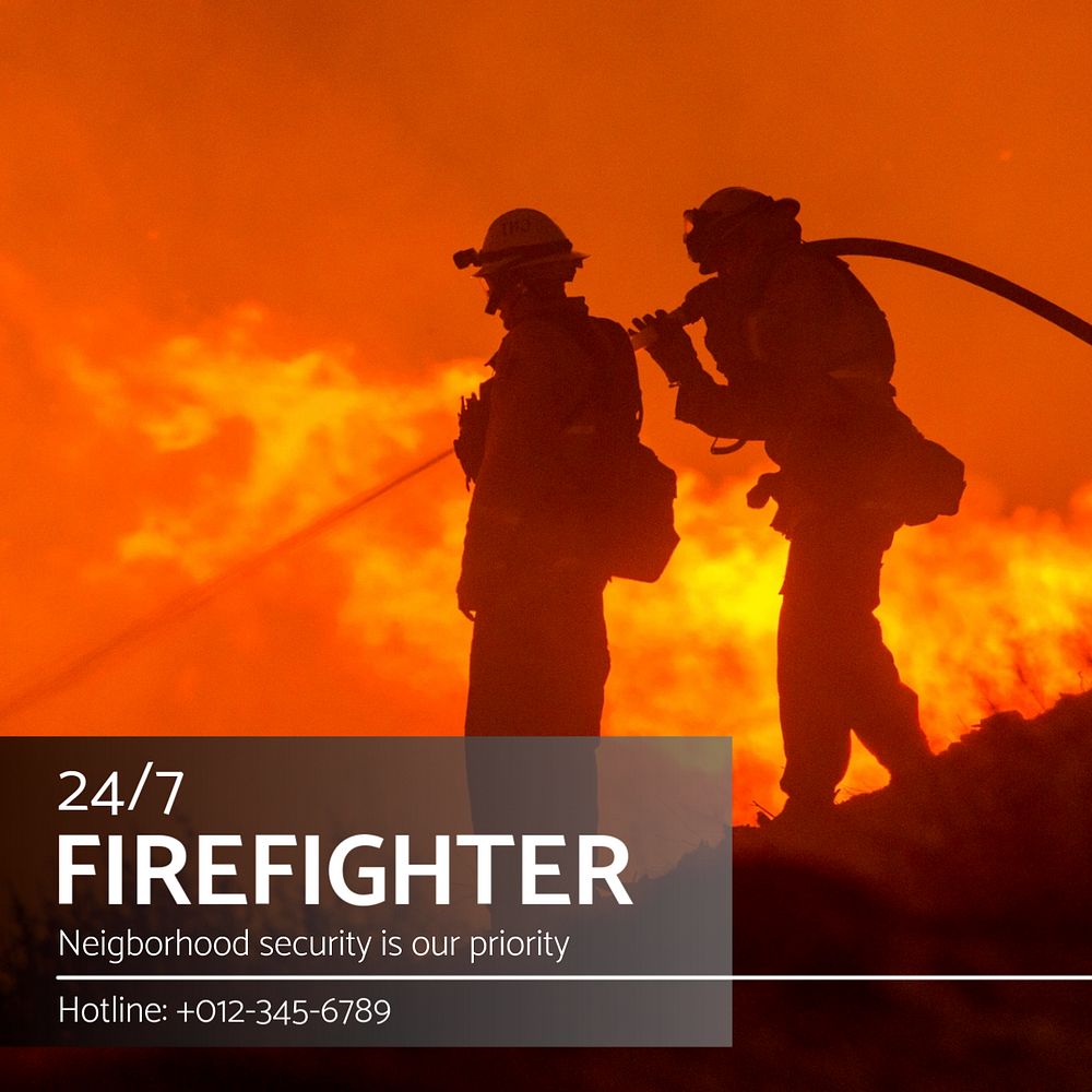 Firefighter service Instagram post template, editable text