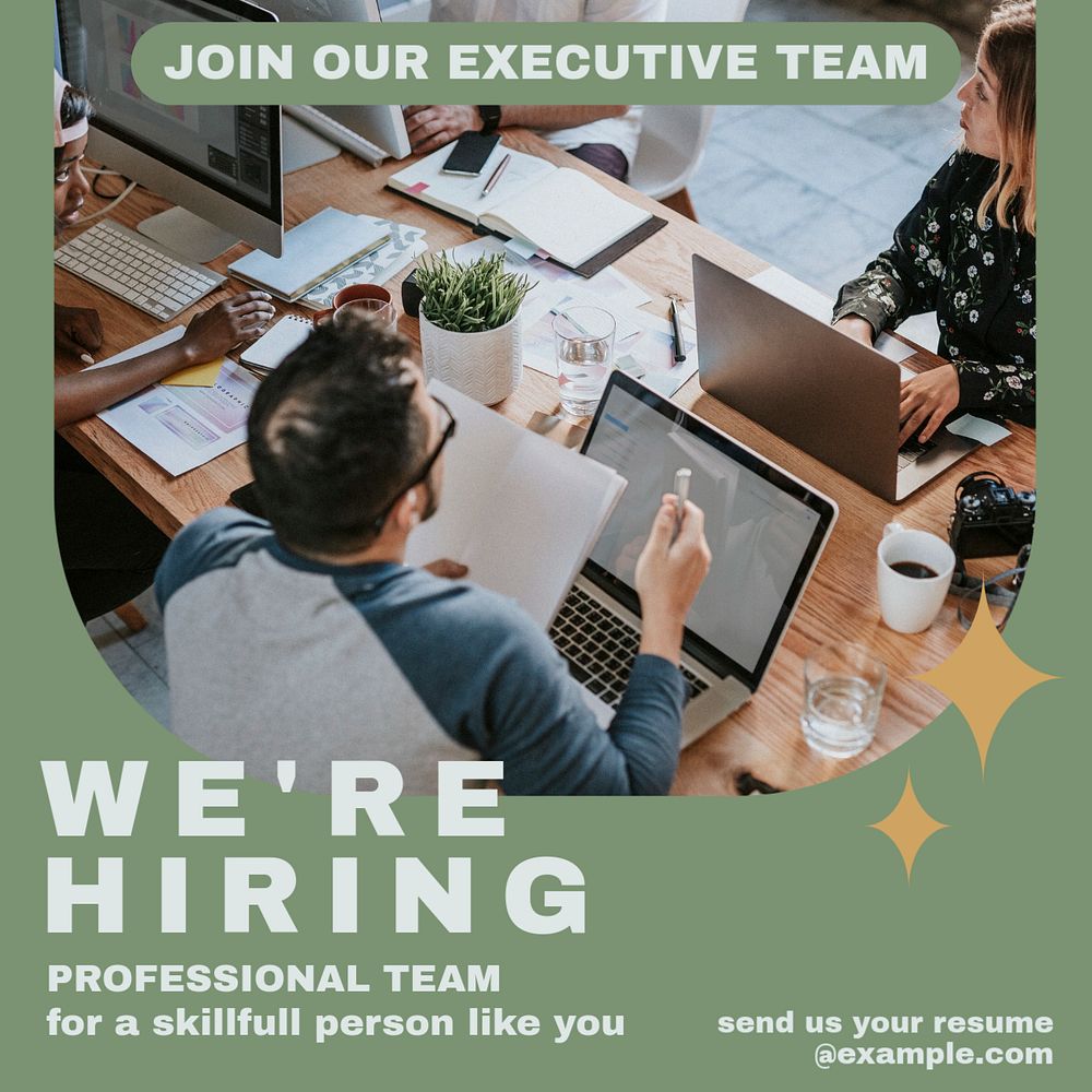 Executive team hiring  Instagram post template, editable text