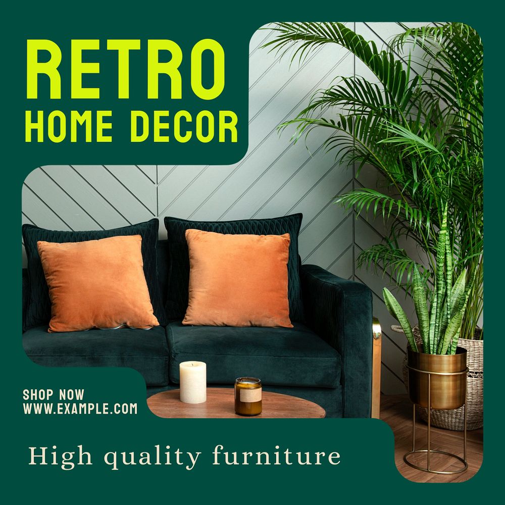 Retro home decor  Instagram post template, editable text