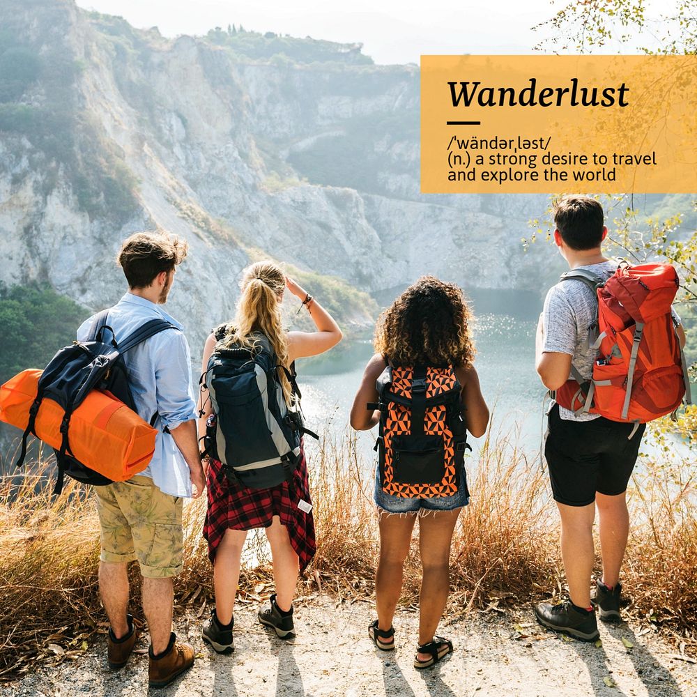 Wanderlust Instagram post template, editable text