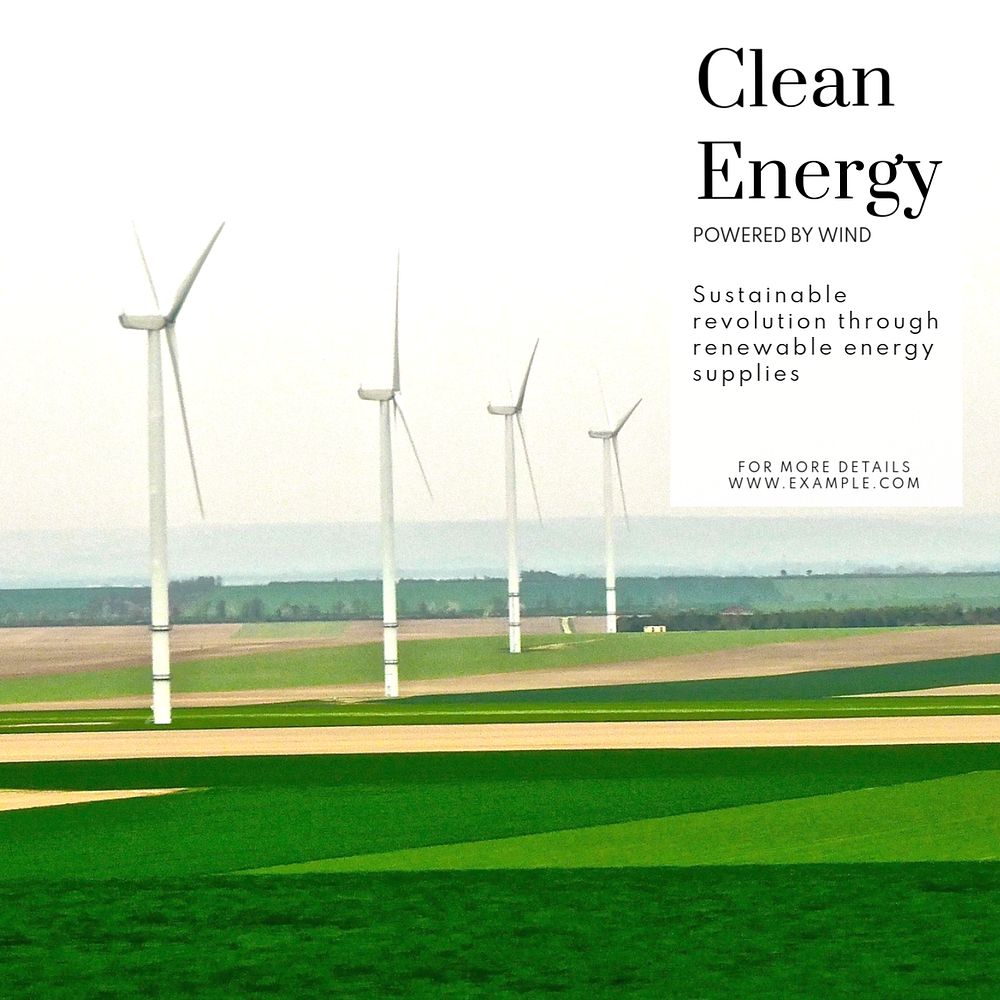 Clean energy Instagram post template, editable text