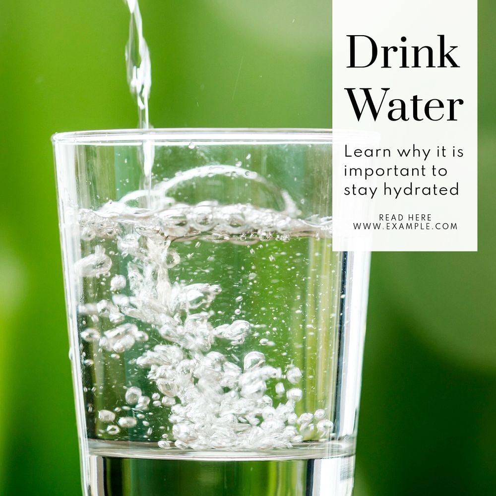 Drink water Instagram post template, editable text