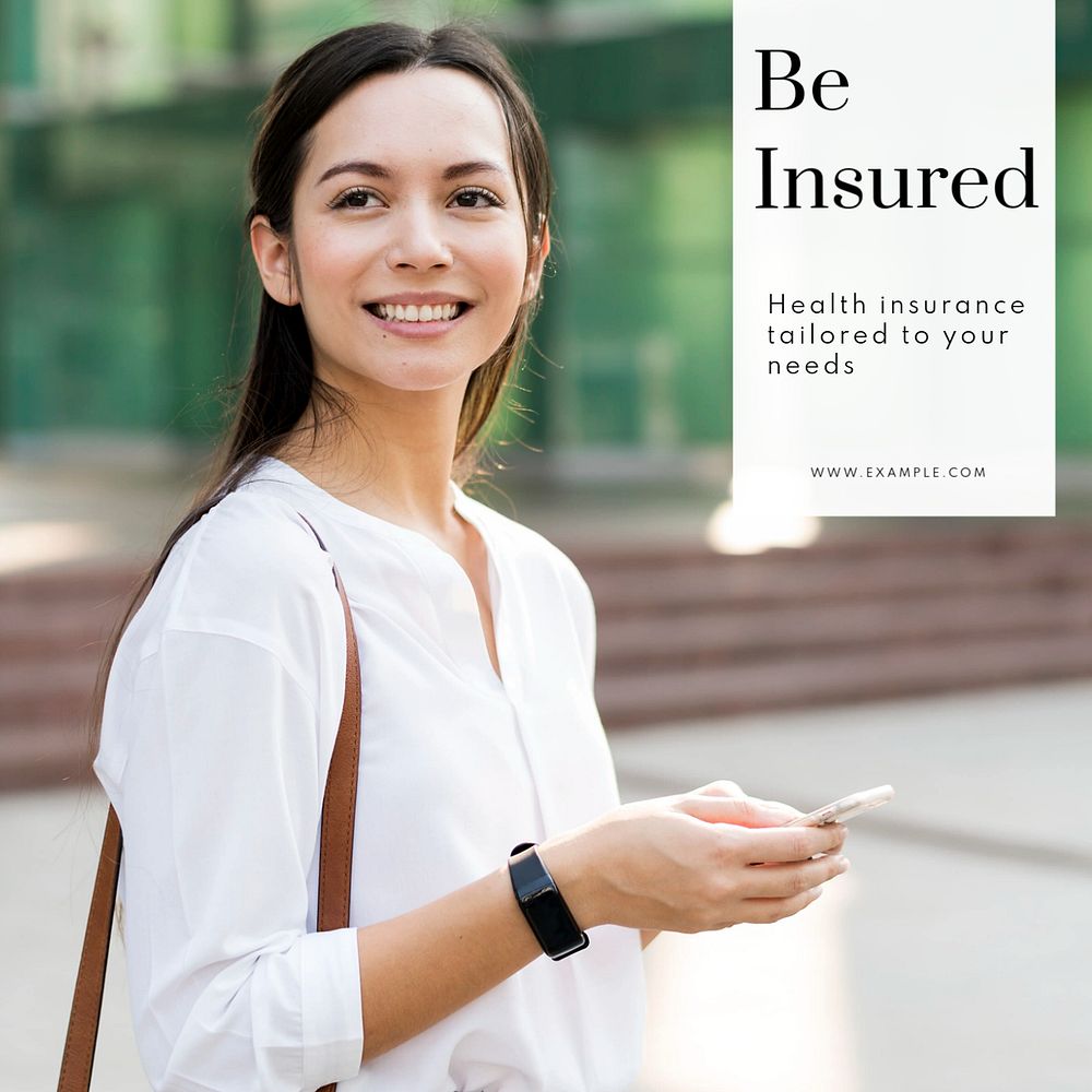 Health insurance Instagram post template, editable text