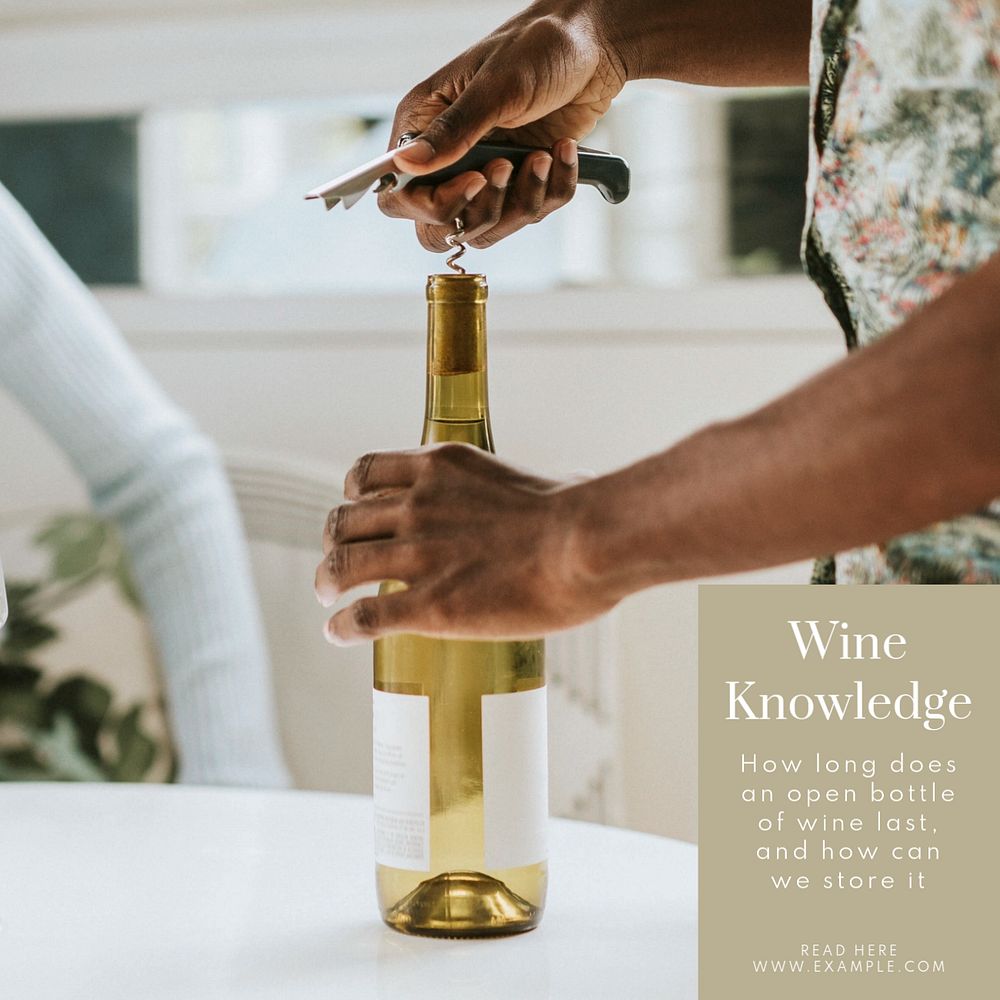 Wine knowledge Instagram post template, editable text