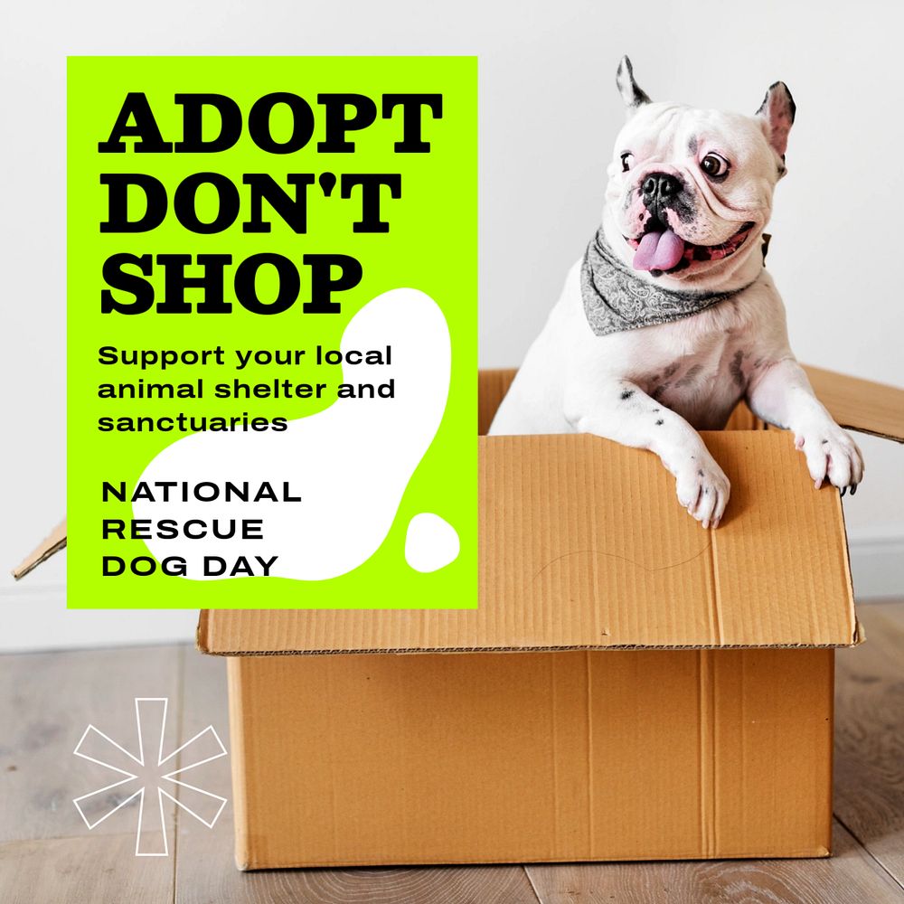 Adopt don't shop Instagram post template, editable text