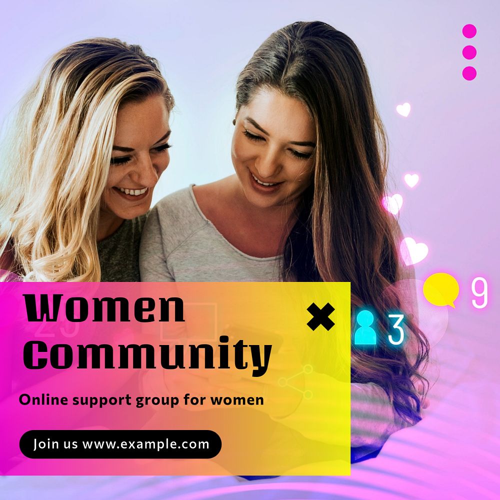 Women community Instagram post template, editable text