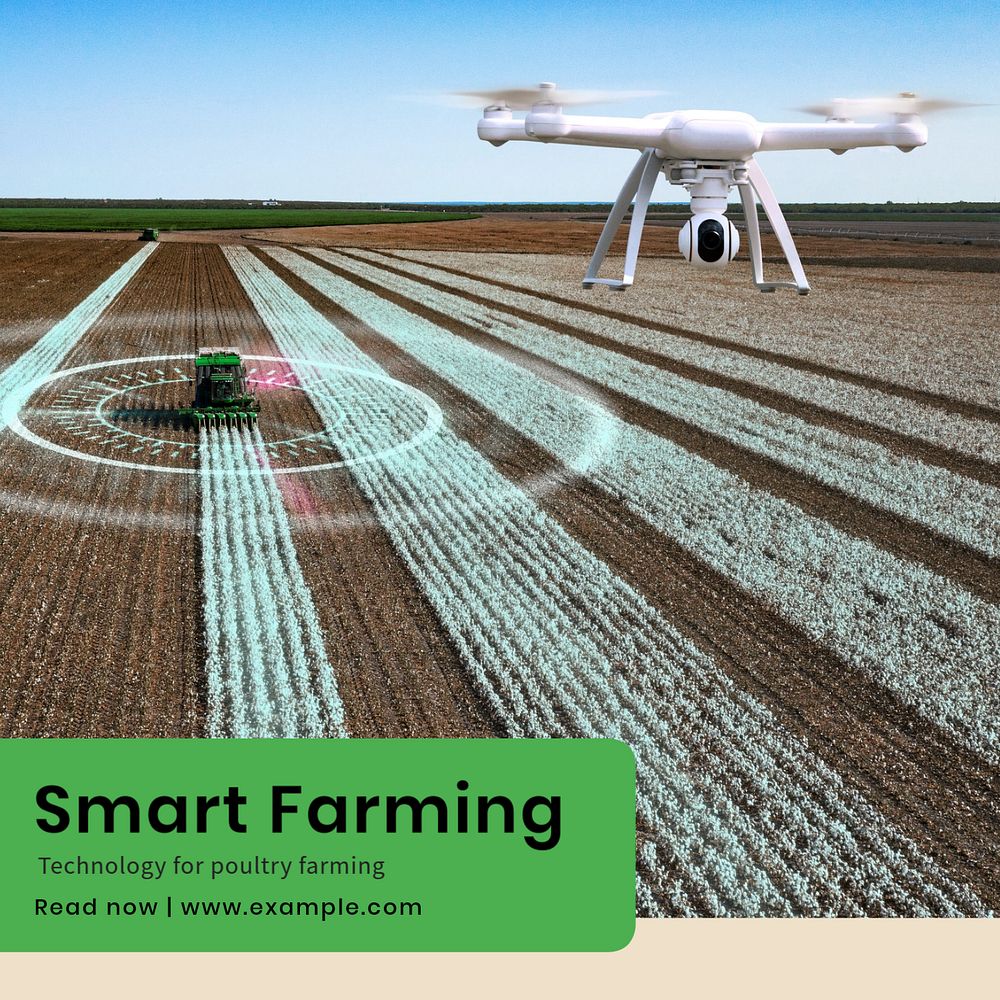 Smart farming Instagram post template, editable text