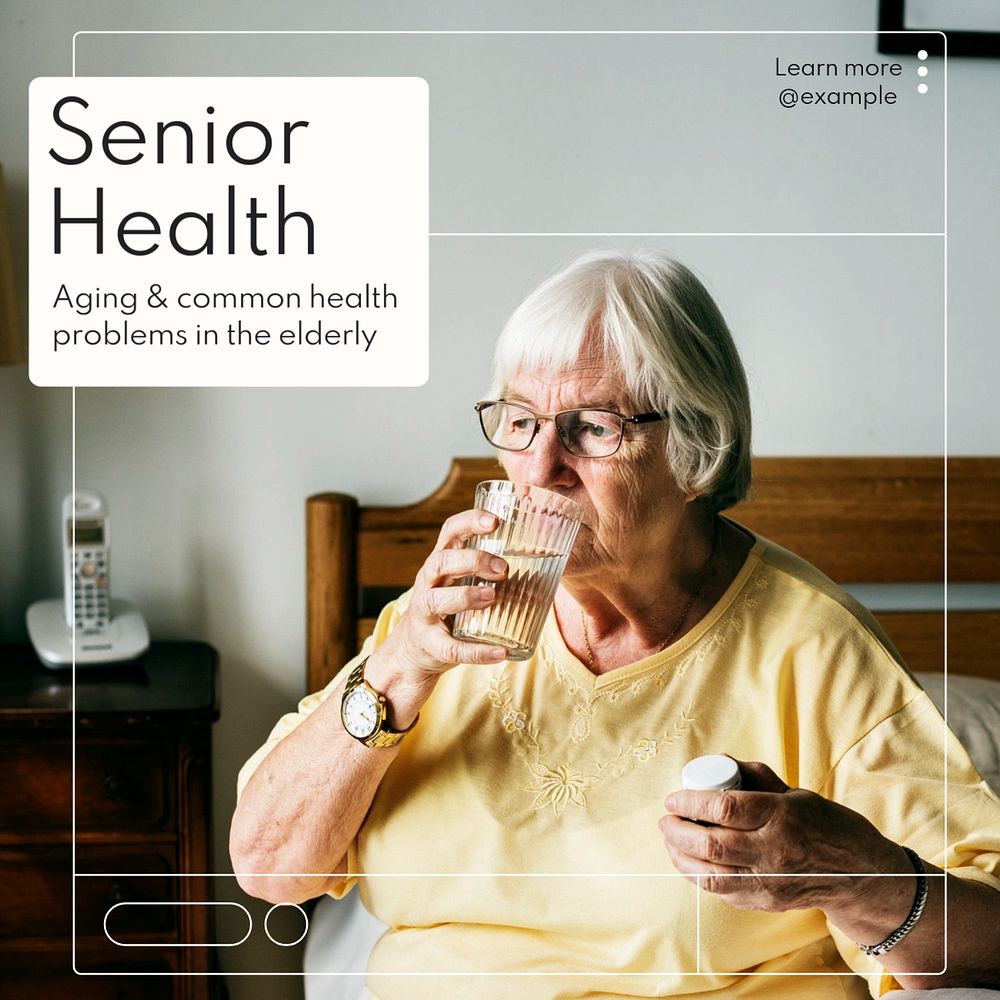 Senior health Instagram post template, editable text