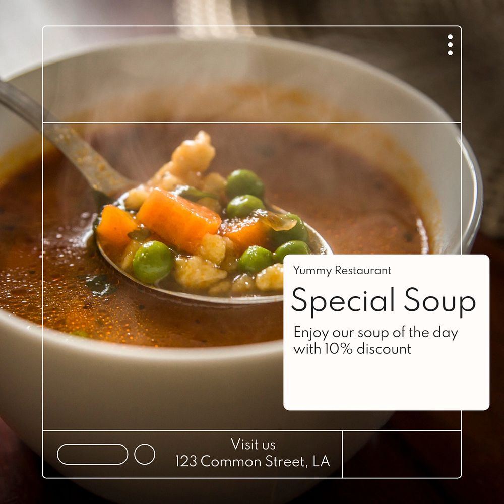 Special soup Instagram post template, editable text