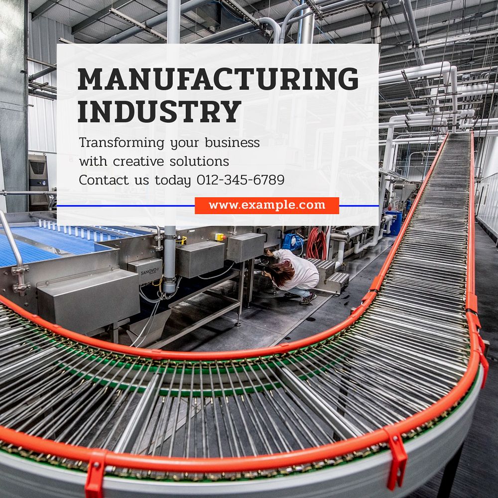 Manufacturing industry  Instagram post template, editable text