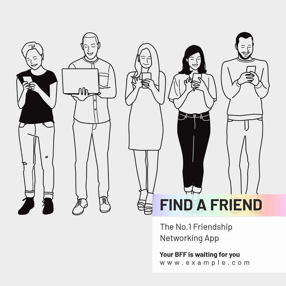 Find a friend Instagram post template, editable text