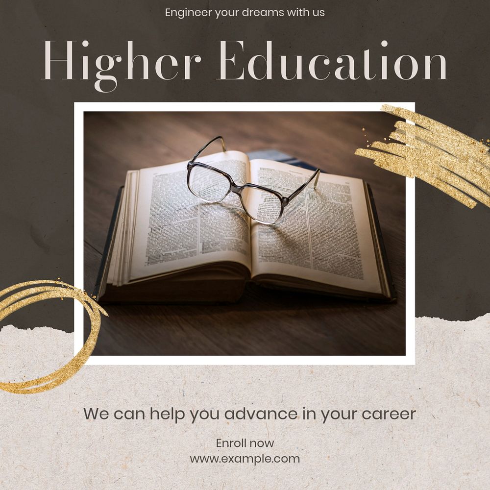 Higher education  Instagram post template, editable text