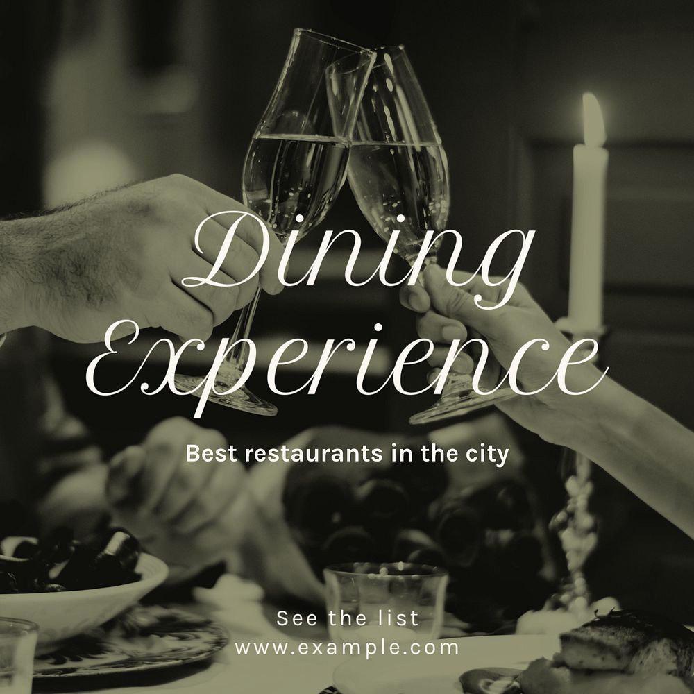 Dining experience  Instagram post template, editable text