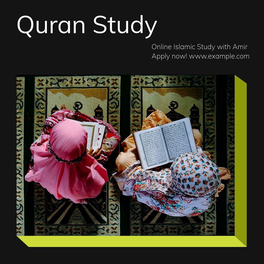 Quran study Instagram post template, editable text