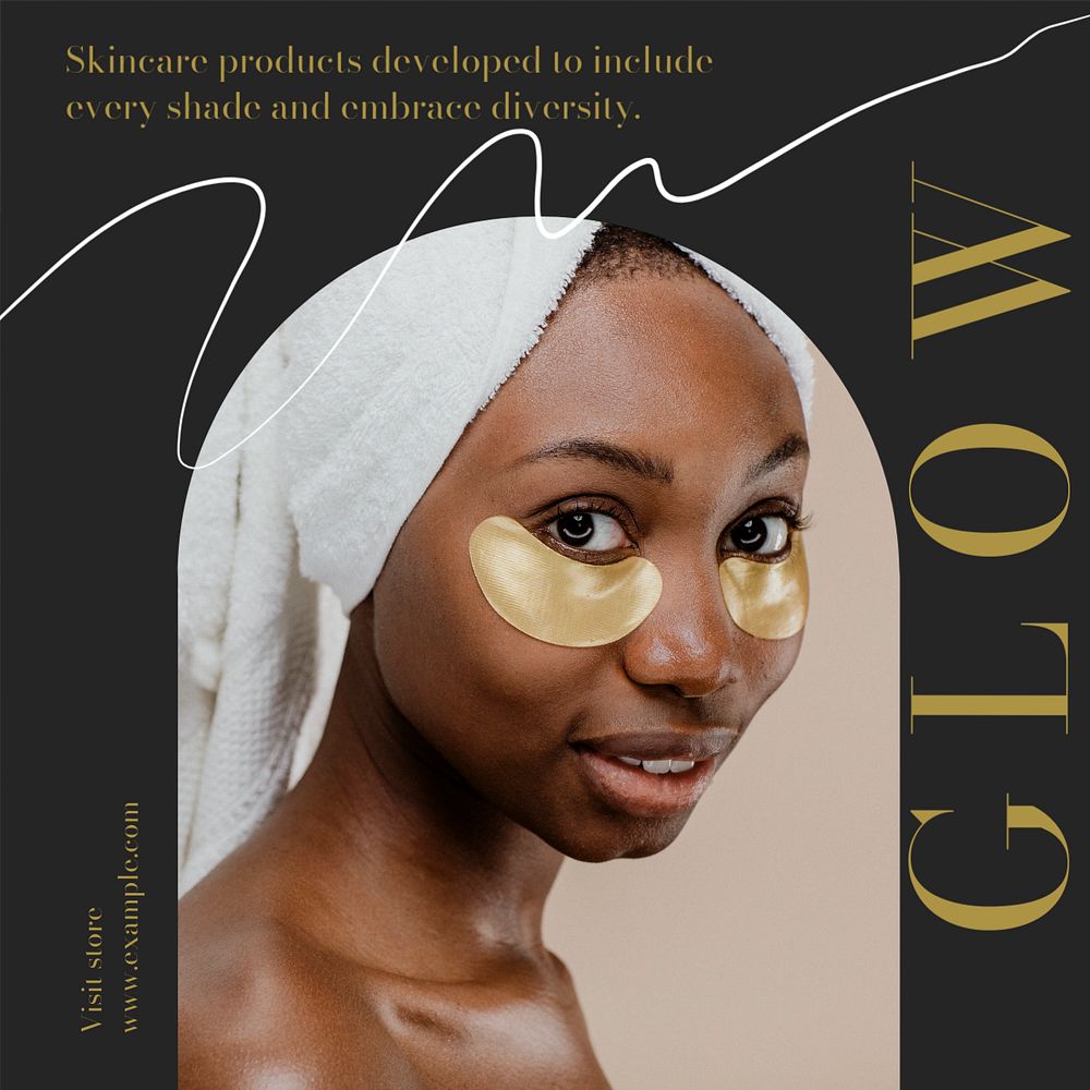 Glow beauty Instagram post template, editable text