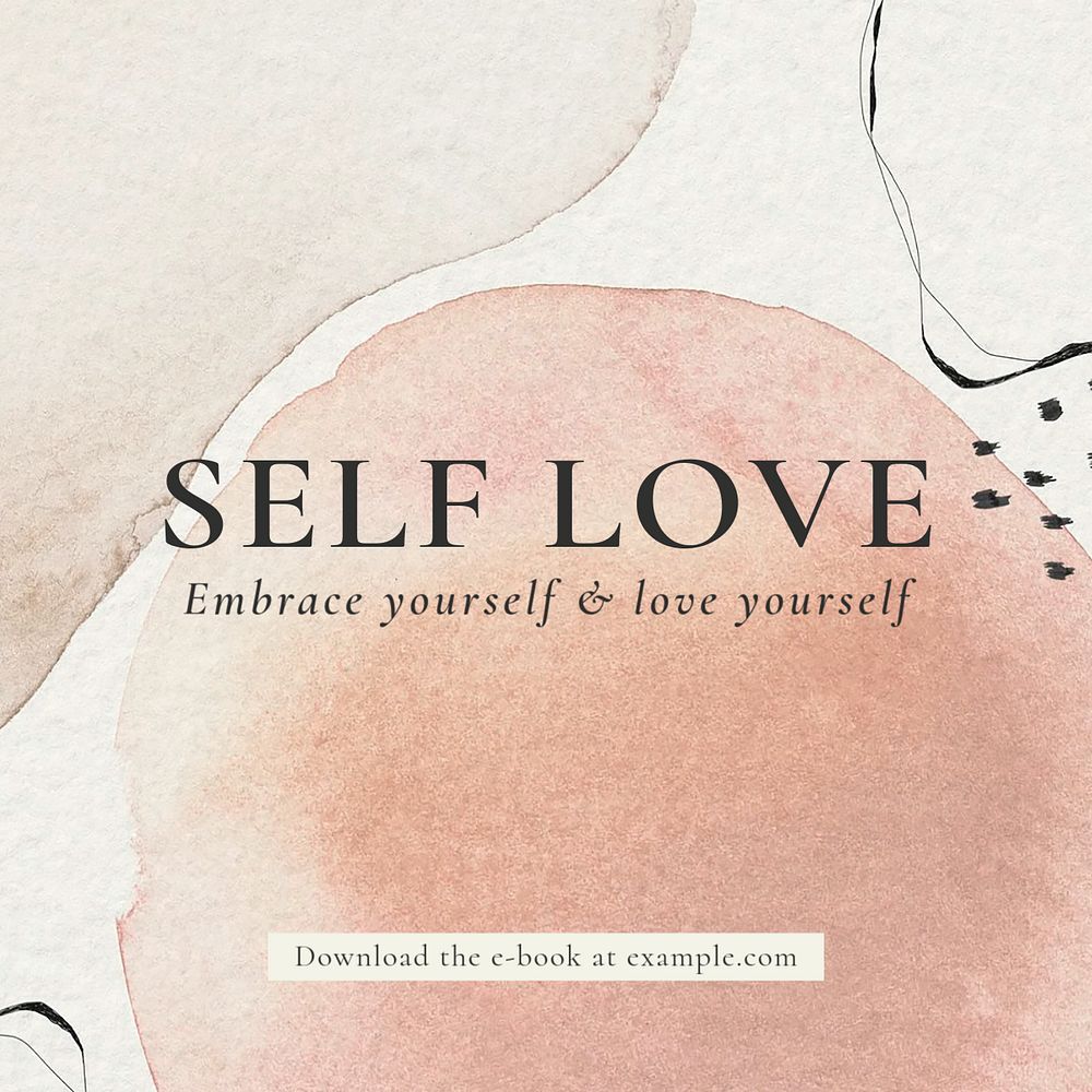 Self love ebook  Instagram post template, editable text