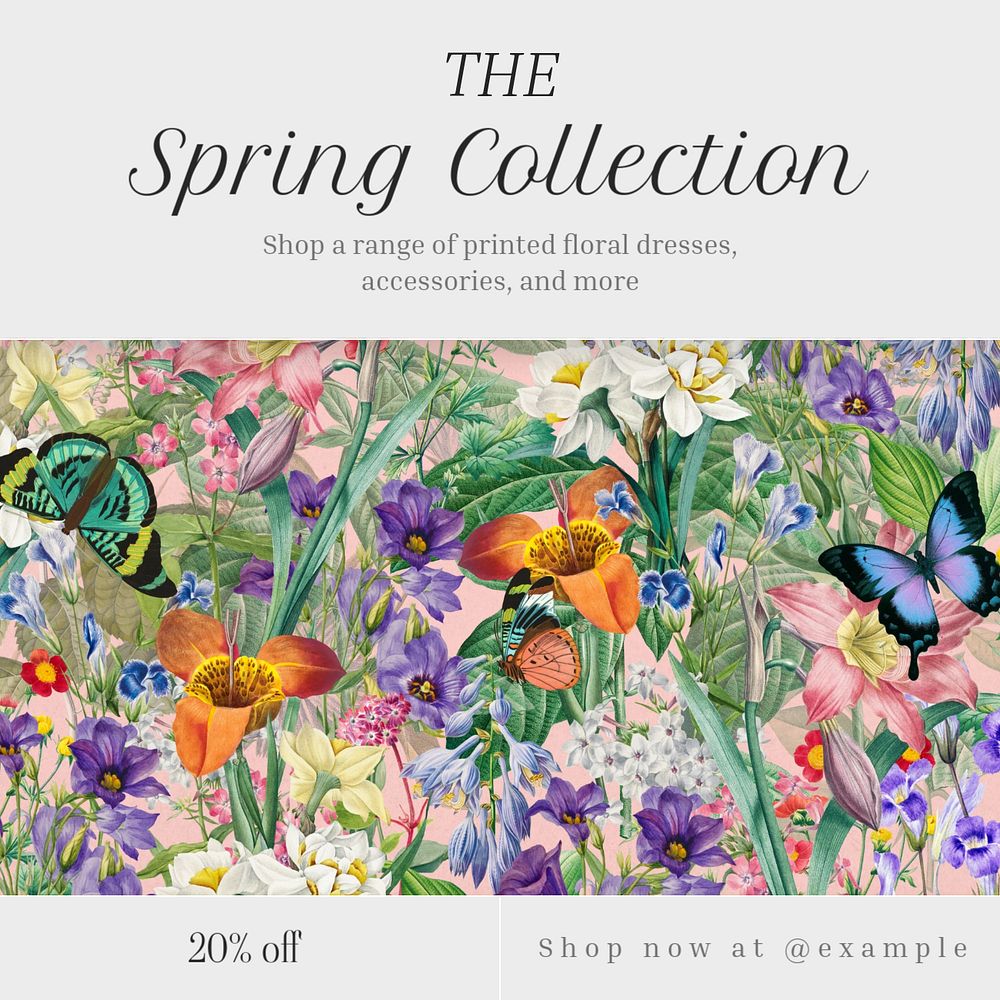 Spring collection Instagram post template, editable text