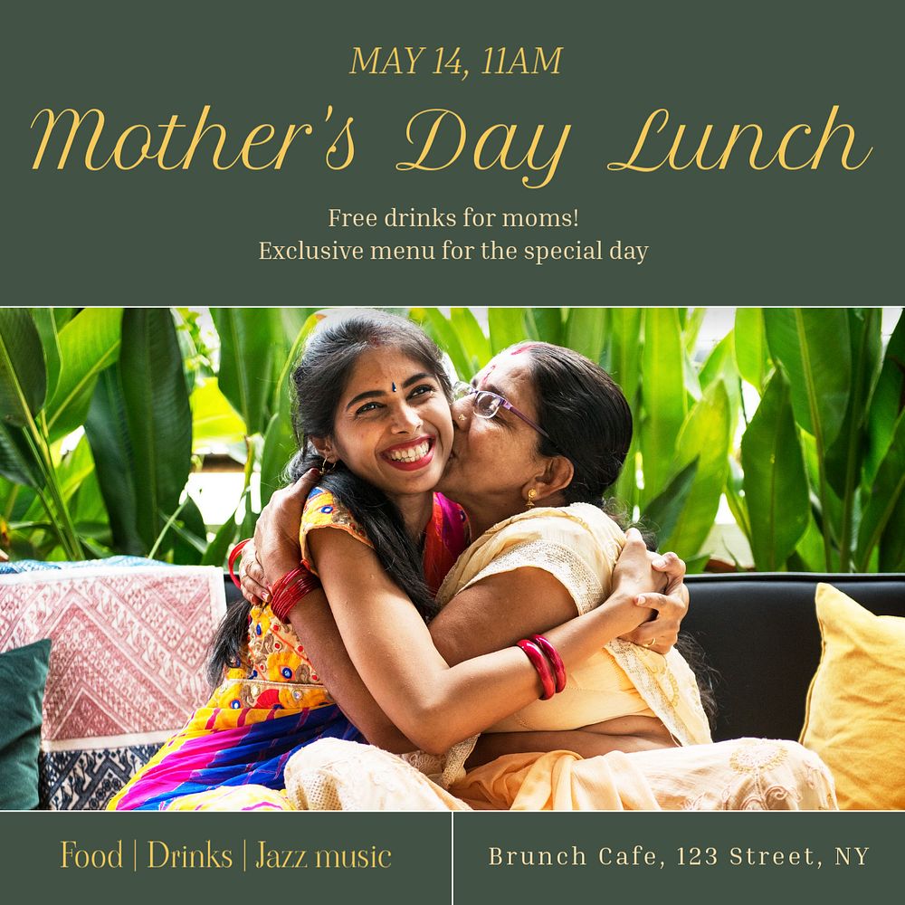 Mother's day lunch Instagram post template, editable text