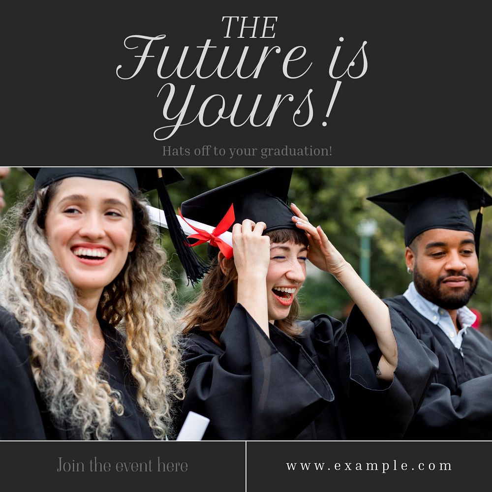 Graduation day Instagram post template, editable text