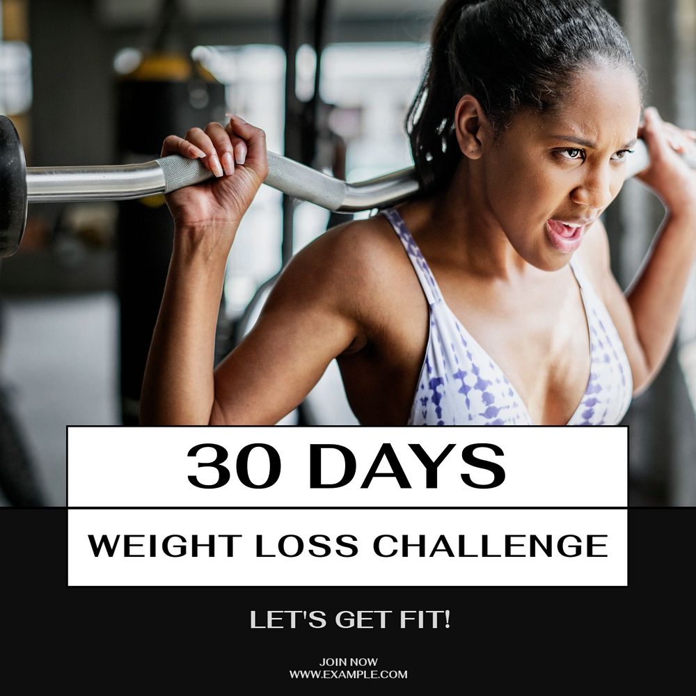 Weight loss challenge  Instagram post template, editable text