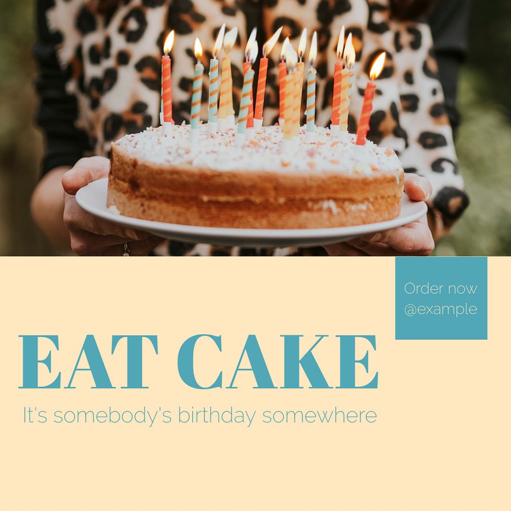 Eat cake Instagram post template, editable text