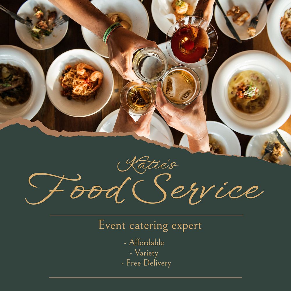 Food service Instagram post template, editable text