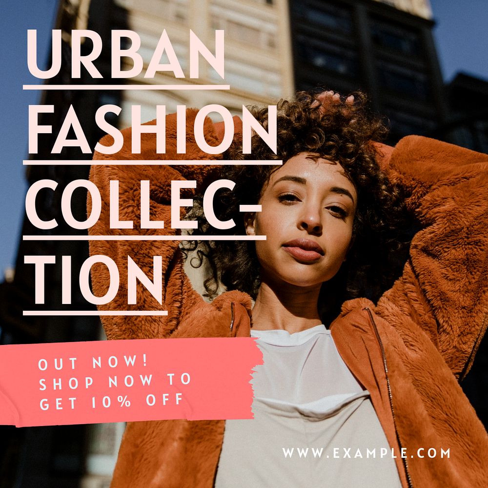 Urban fashion collection  Instagram post template, editable text