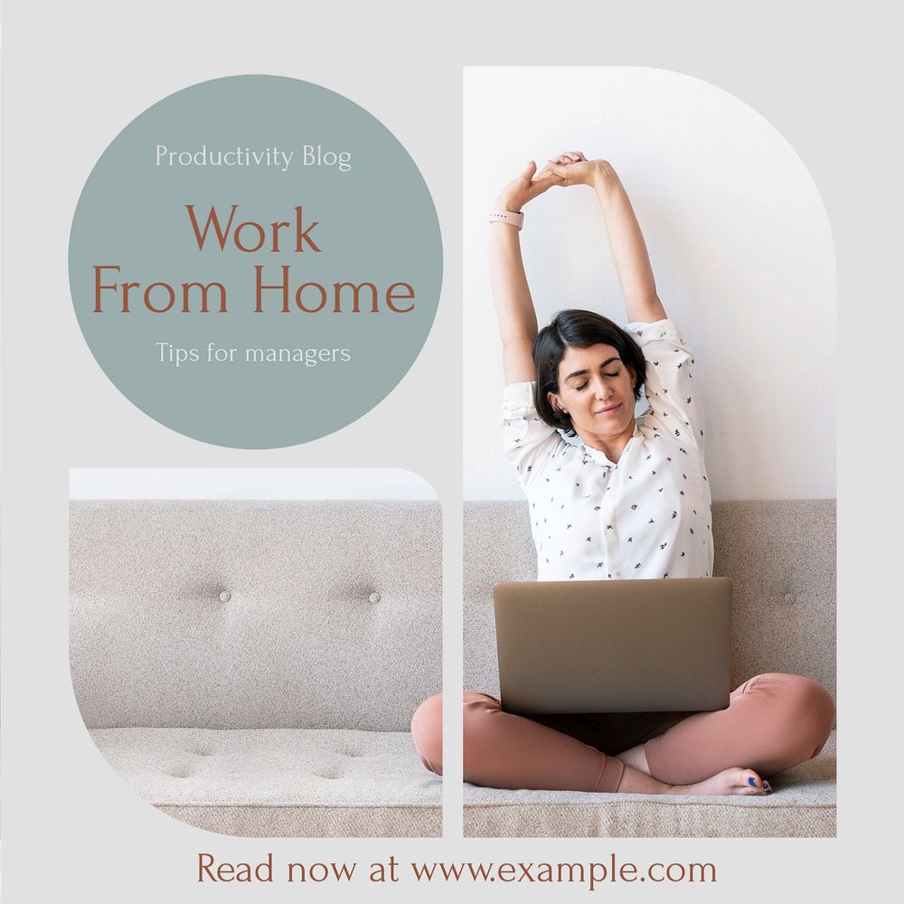 Work from home Instagram post template, editable text