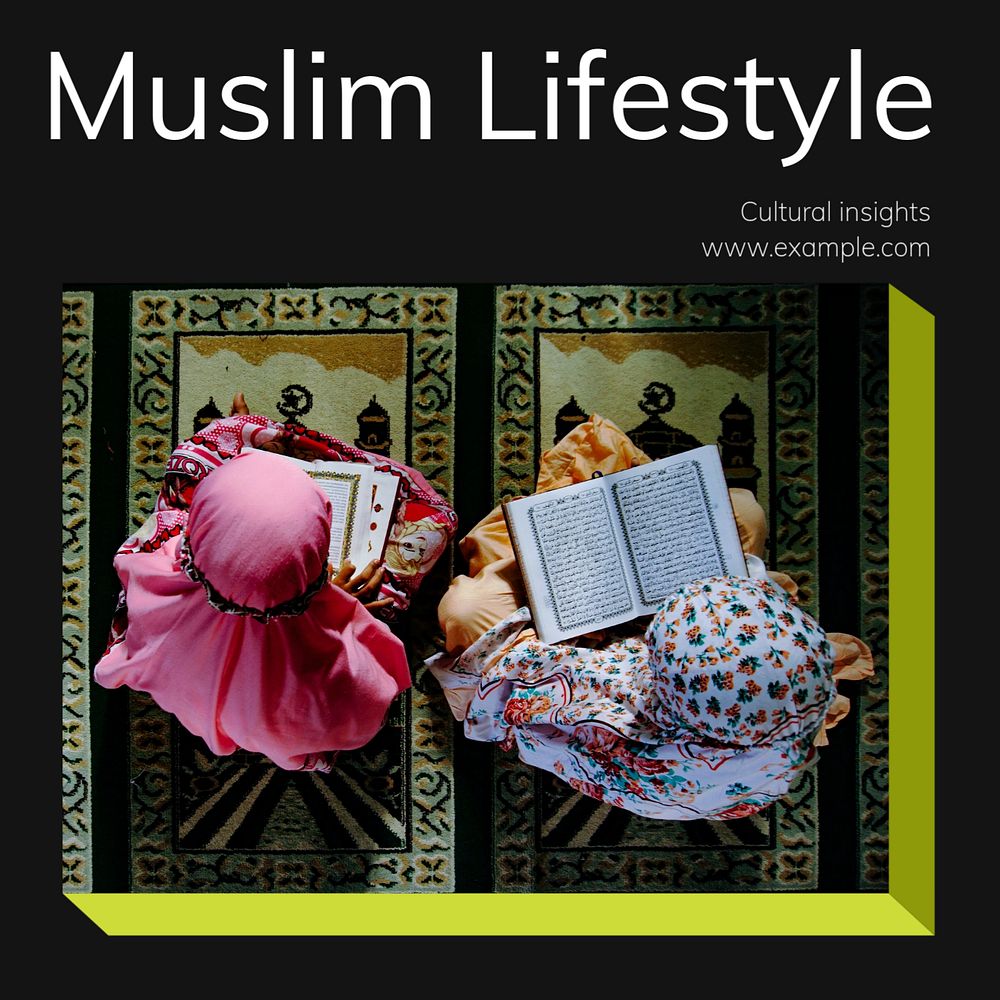 Muslim lifestyle Instagram post template, editable text