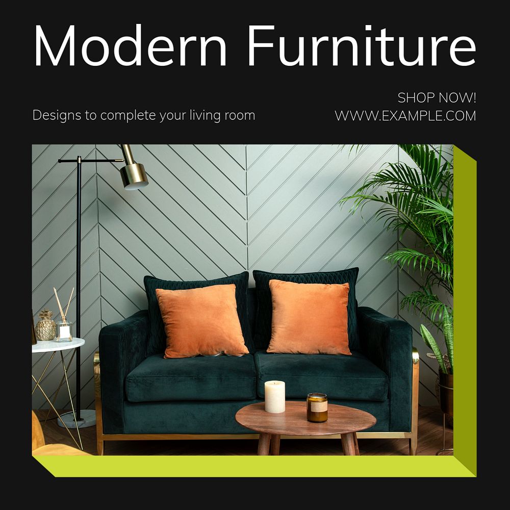 Modern furniture Instagram post template, editable text