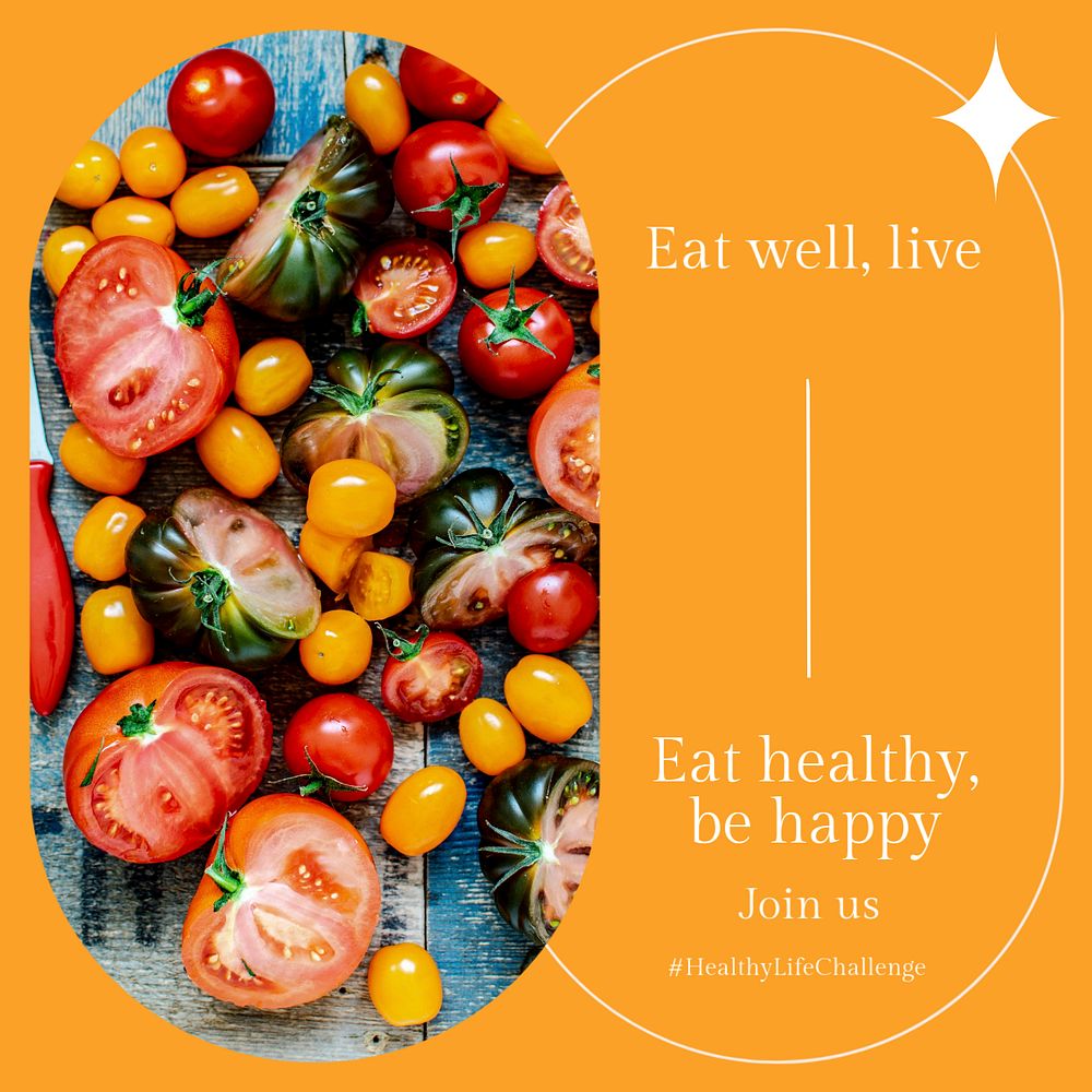 Eat & drink well Instagram post template, editable text