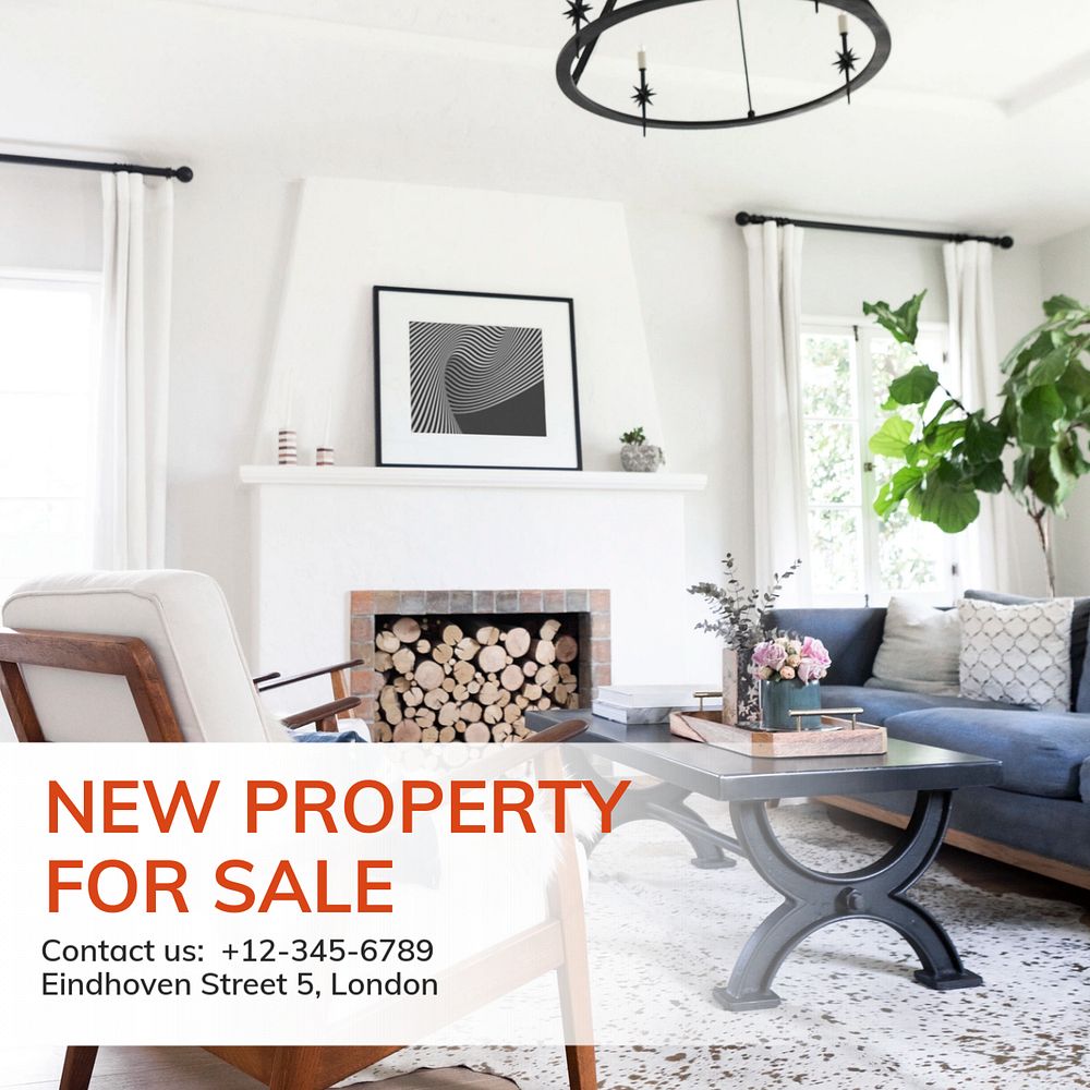 New property  Instagram post template, editable text