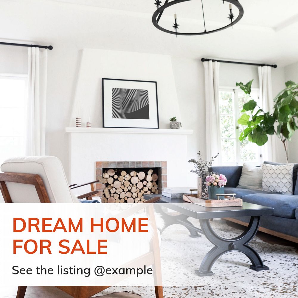 Home & real estate  Instagram post template, editable text