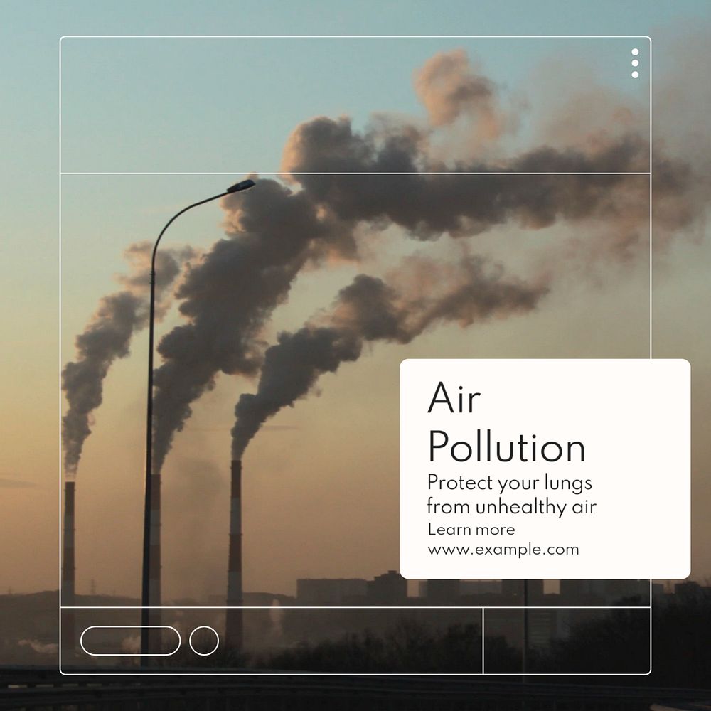 Air pollution Instagram post template, editable text