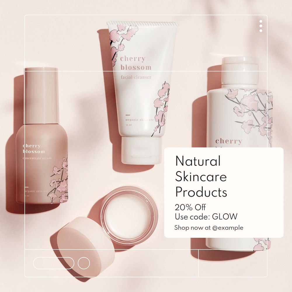 Skincare products Instagram post template, editable text