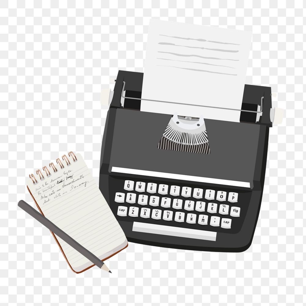 Retro typewriter png element, editable lifestyle design