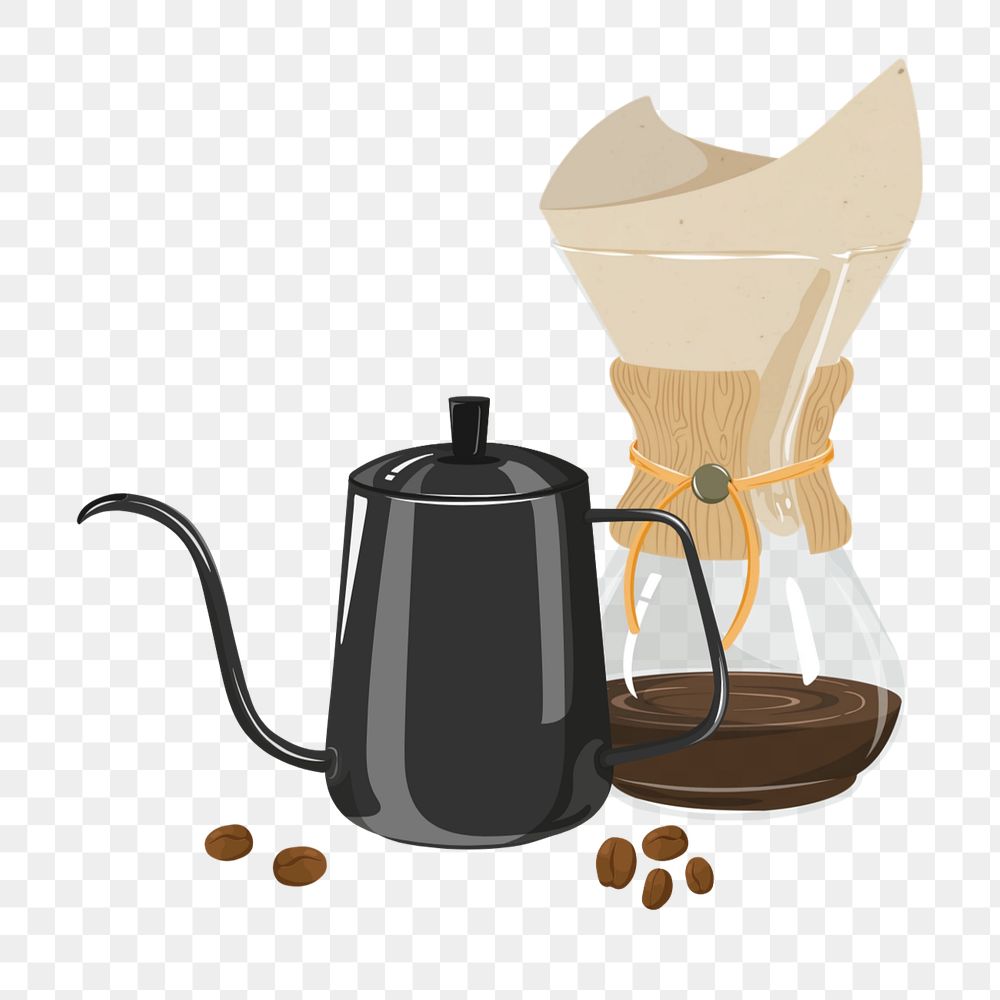 Drip coffee png element, editable morning drink design