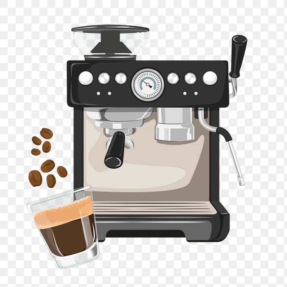 Espresso machine png element, editable cafe design