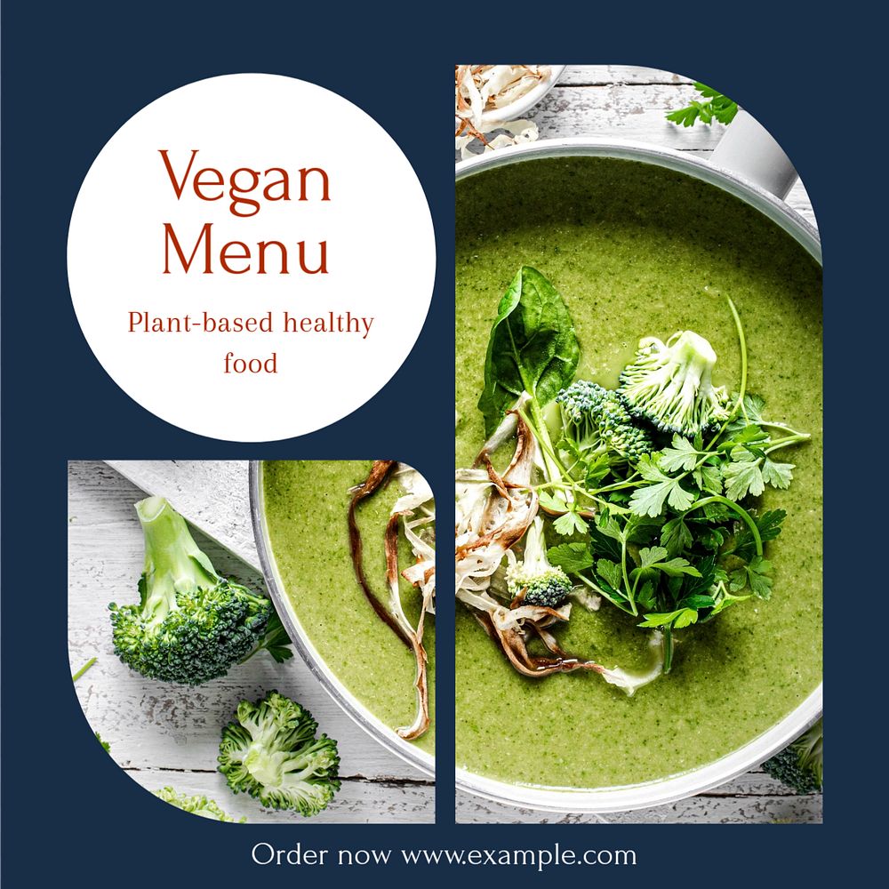 Vegan menu  Instagram post template, editable text